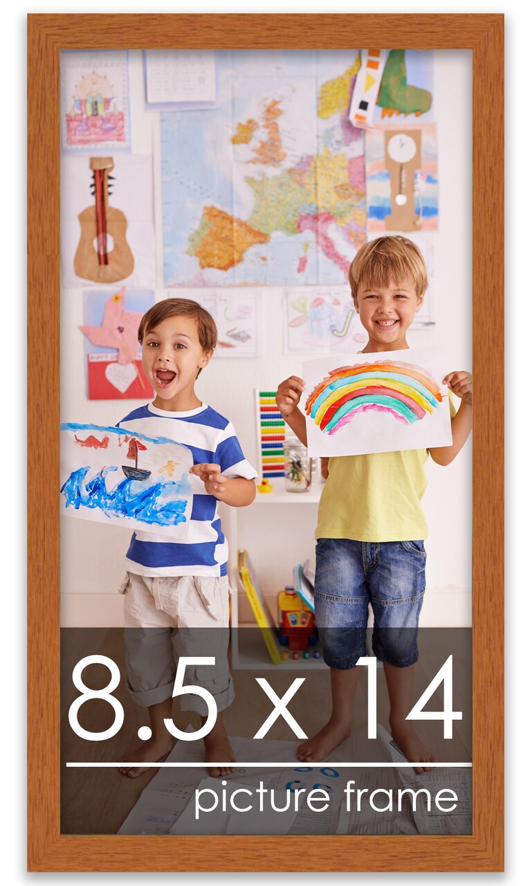 Photo Size Slim Profile Brown Frame - UV Acrylic, Foam Board Backing, Hanging Hardware